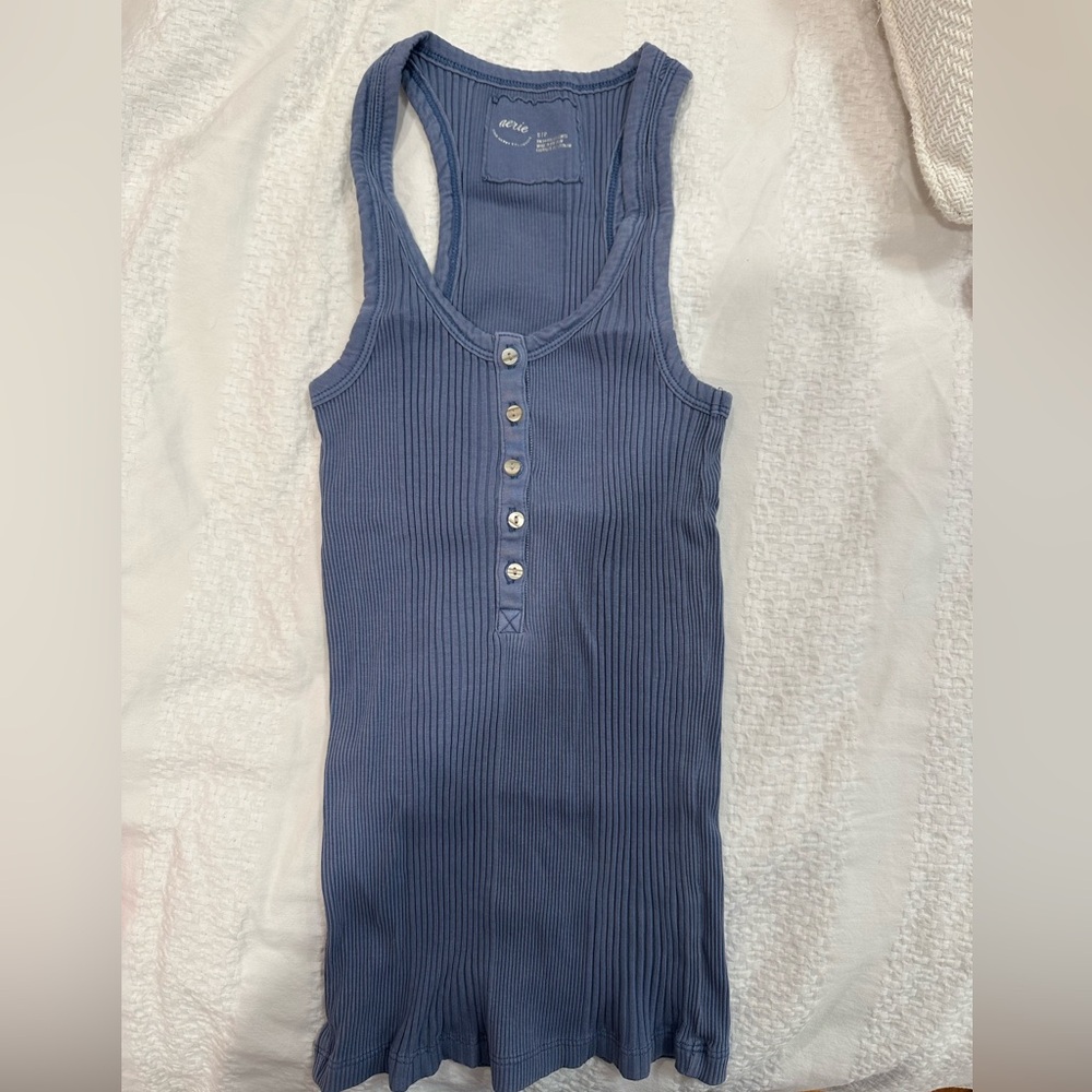 aerie ribbed tank top w/buttons - Picture 1 of 2